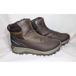MERRELL Women's Thermal Kiruna Mid Zip Waterproof Snow Boot Sz 8.5 UK 39 Clay